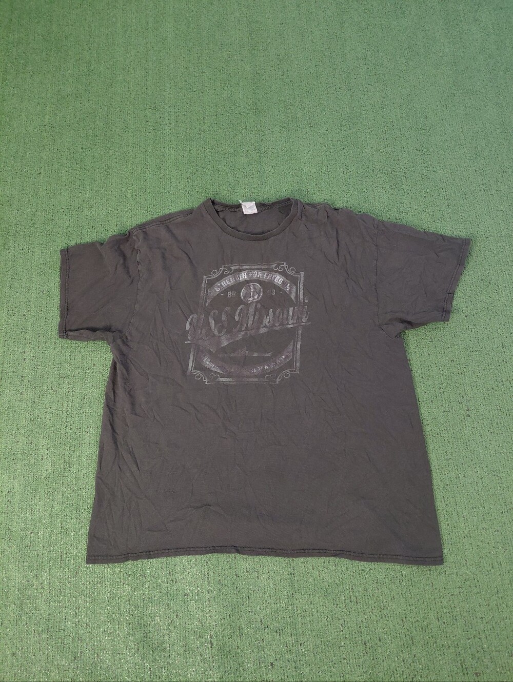 USS Missouri United States Navy Military Anchor Black T Shirt Sz XXL